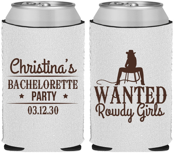 Custom Bachelorette Neoprene Can Coolers - Wanted Rowdy Girls | 60049
