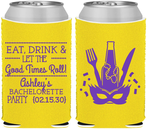 Custom Bachelorette Neoprene Can Coolers - Mardi Gras | 60057