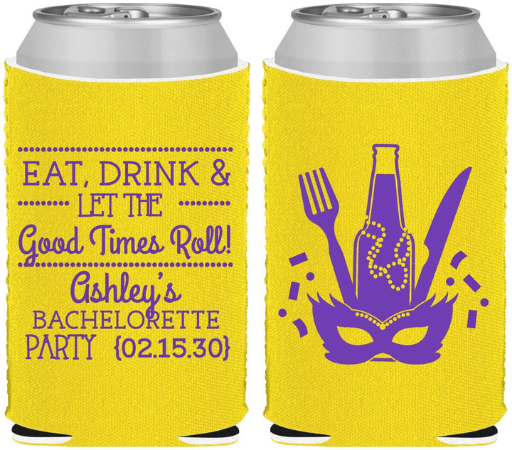 Custom Bachelorette Neoprene Can Coolers - Mardi Gras | 60057