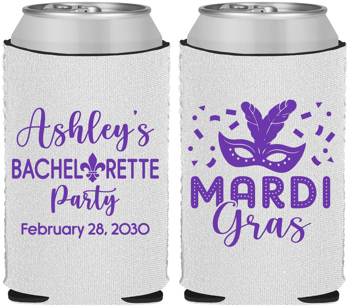 Custom Bachelorette Neoprene Can Coolers - Mardi Gras | 60060