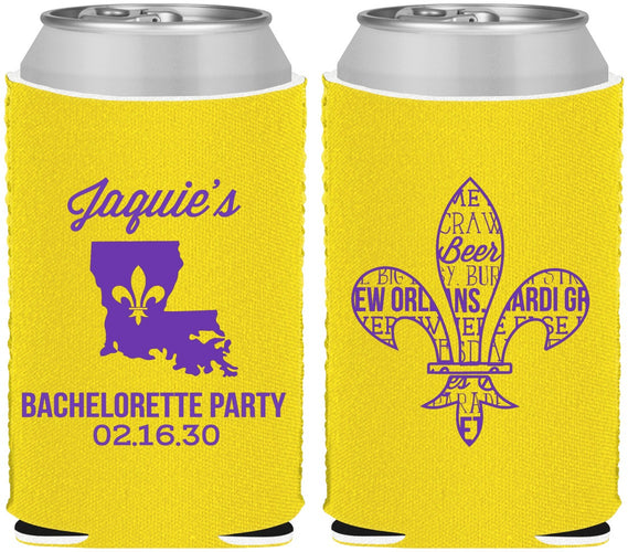 Custom Bachelorette Neoprene Can Coolers - Mardi Gras | 60062