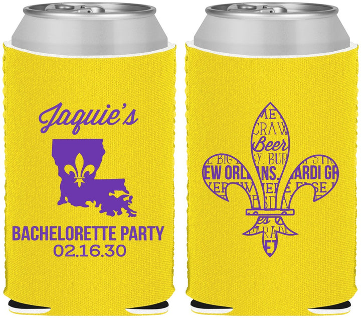 Custom Bachelorette Neoprene Can Coolers - Mardi Gras | 60062