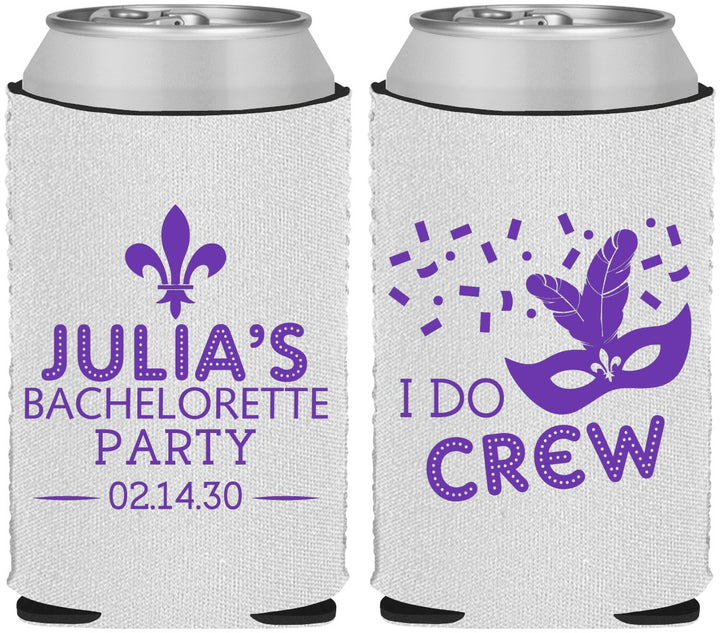 Custom Bachelorette Neoprene Can Coolers - Mardi Gras I Do Crew | 60063