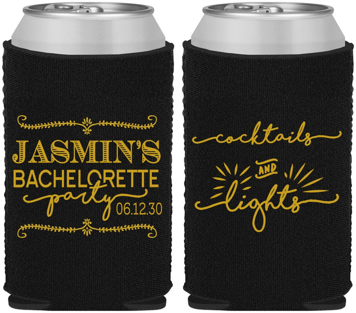 Custom Bachelorette Neoprene Can Coolers - Cocktails And Lights | 60065