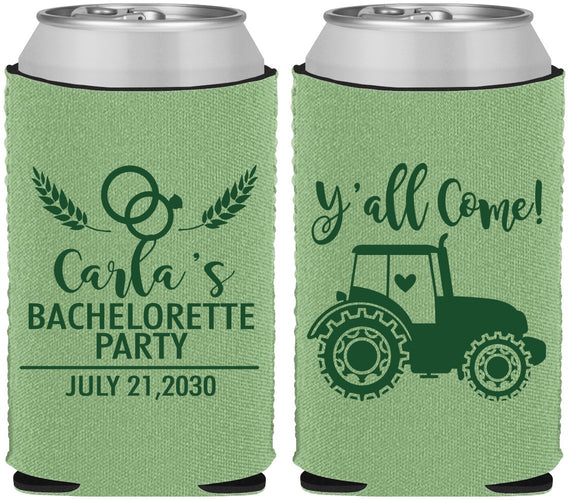Custom Bachelorette Neoprene Can Coolers - Tractor Farm | 60070