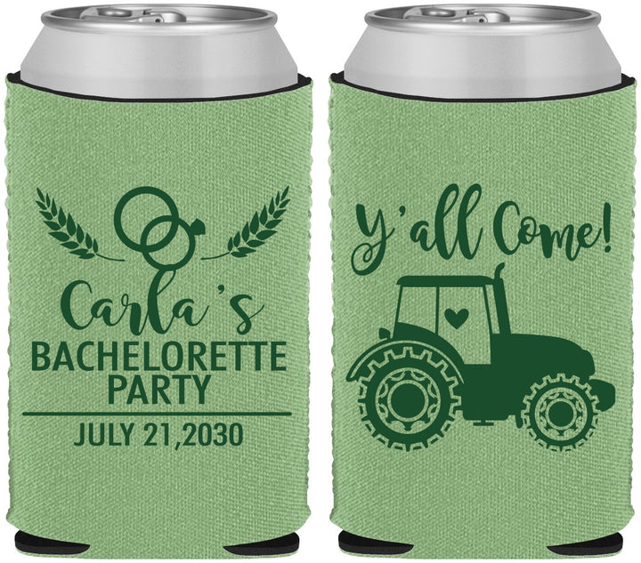 Custom Bachelorette Neoprene Can Coolers - Tractor Farm | 60070