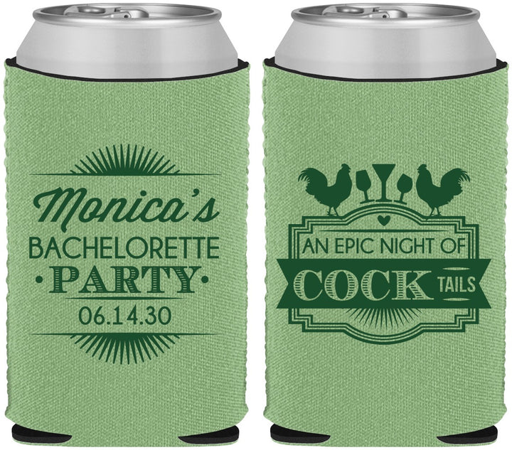 Custom Bachelorette Neoprene Can Coolers - Epic Night Of Cocktails | 60071