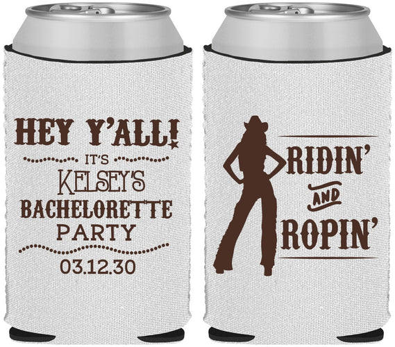 Custom Bachelorette Neoprene Can Coolers - Ridin And Ropin | 60078