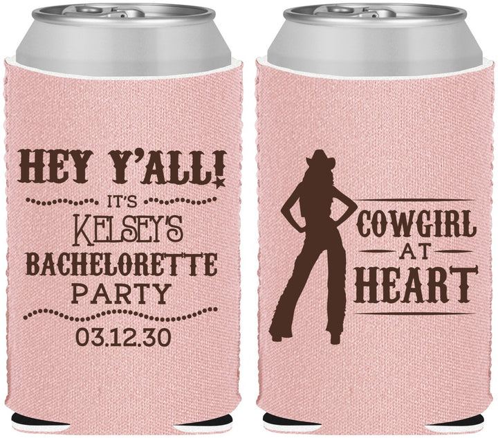 Custom Bachelorette Neoprene Can Coolers - Cowgirl At Heart | 60079