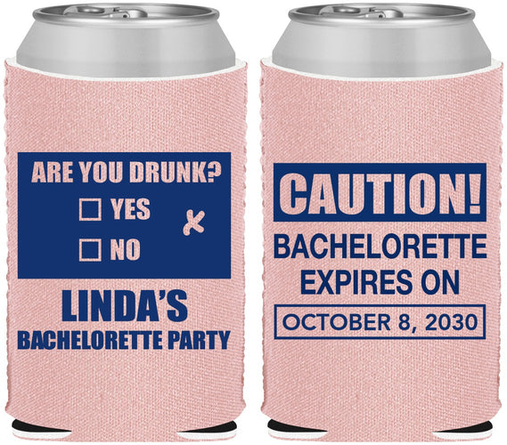 Custom Bachelorette Neoprene Can Coolers - Caution | 60082