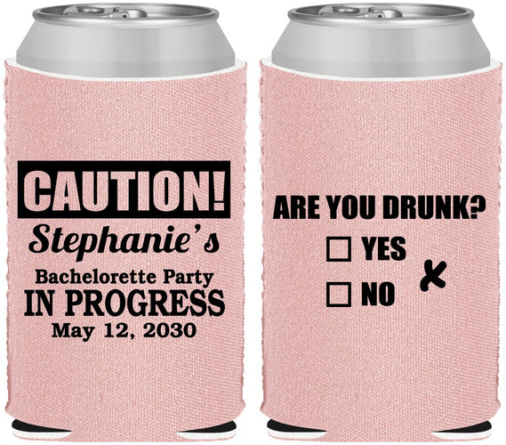 Custom Bachelorette Neoprene Can Coolers - Drunk Yes Or No | 60083