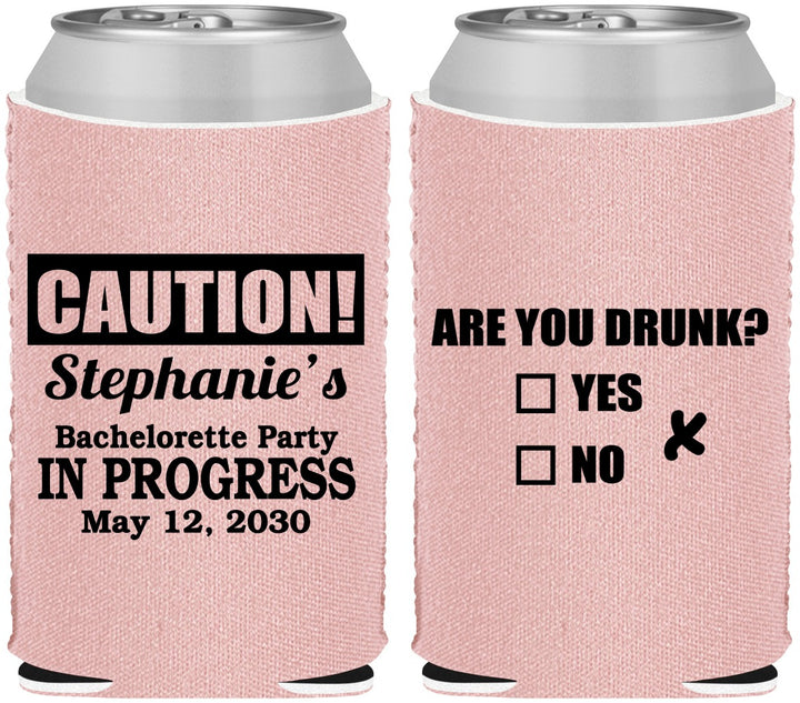 Custom Bachelorette Neoprene Can Coolers - Drunk Yes Or No | 60083
