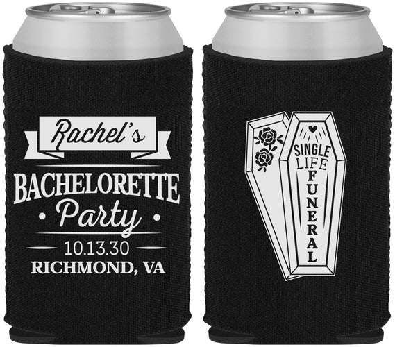 Custom Bachelorette Neoprene Can Coolers - Rip Single Life | 60096