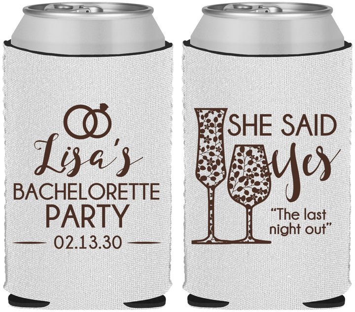 Custom Bachelorette Neoprene Can Coolers - The Last Night Out | 60097