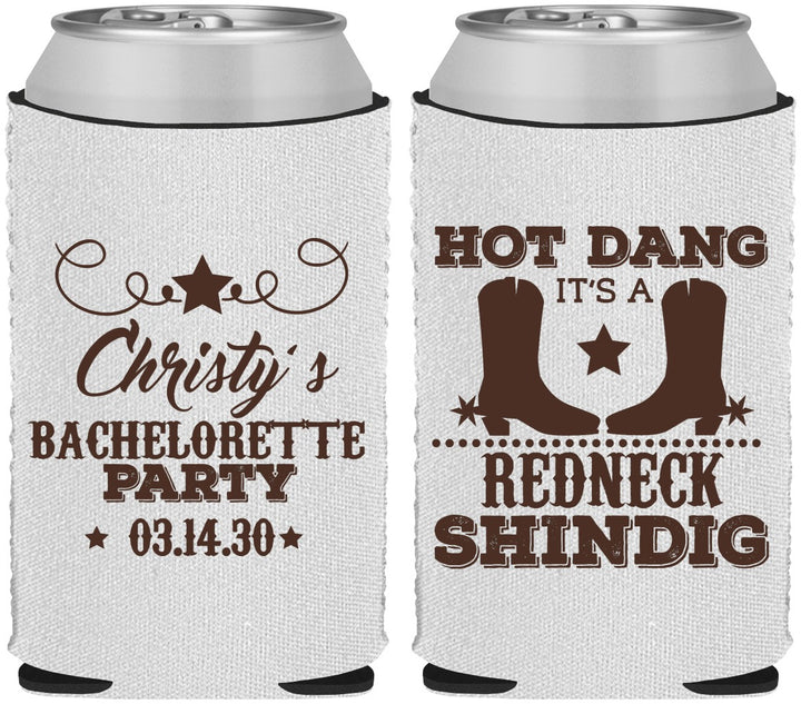 Custom Bachelorette Neoprene Can Coolers - Redneck Shindig | 60100