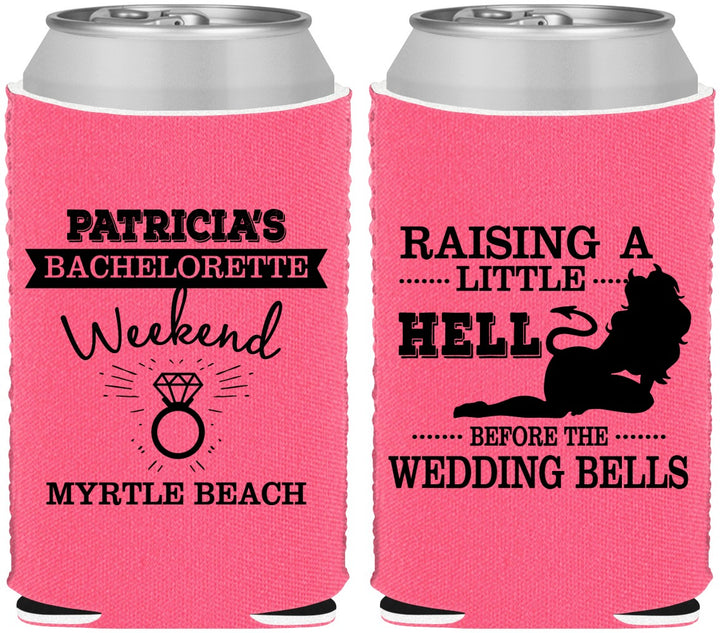 Custom Bachelorette Neoprene Can Coolers - Raising A Little Hell | 60104