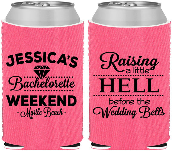 Custom Bachelorette Neoprene Can Coolers - Raising A Little Hell | 60107