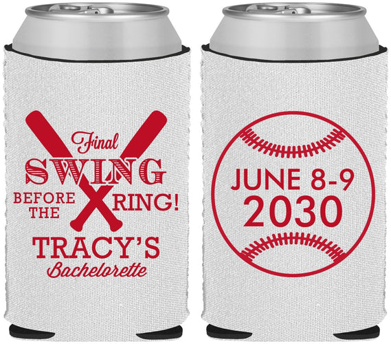 Custom Bachelorette Neoprene Can Coolers - Final Swing Before Ring | 60109