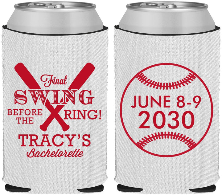 Custom Bachelorette Neoprene Can Coolers - Final Swing Before Ring | 60109