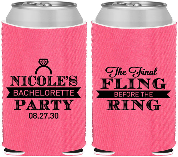Custom Bachelorette Neoprene Can Coolers - Final Fling Before The Ring | 60110