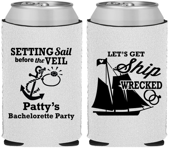Custom Bachelorette Neoprene Can Coolers - Setting Sail Before Veil | 60116