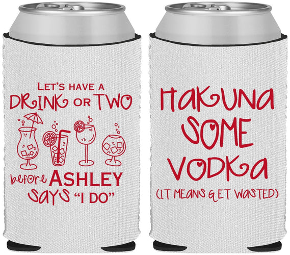 Custom Bachelorette Neoprene Can Coolers - Lets Get Wasted | 60119