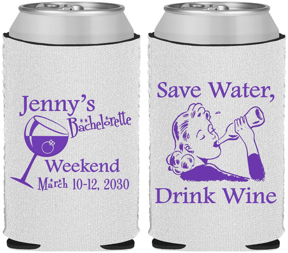 Custom Bachelorette Neoprene Can Coolers - Save Water Drink Wine | 60120