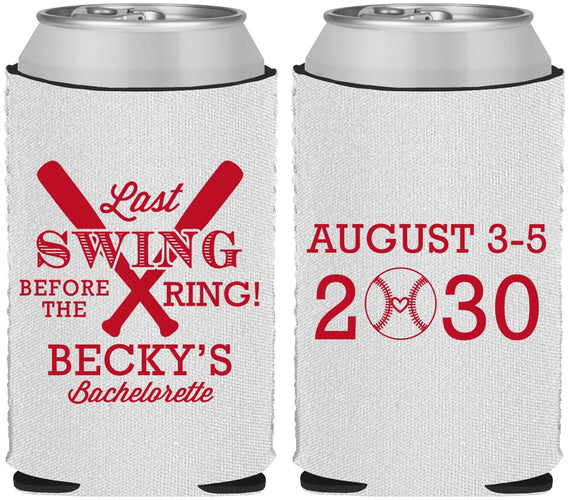 Custom Bachelorette Neoprene Can Coolers - Last Swing Before Ring | 60127
