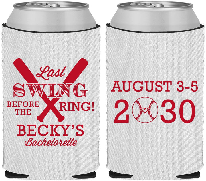 Custom Bachelorette Neoprene Can Coolers - Last Swing Before Ring | 60127