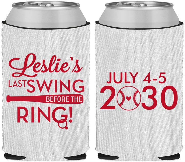 Custom Bachelorette Neoprene Can Coolers - Last Swing Before Ring | 60128