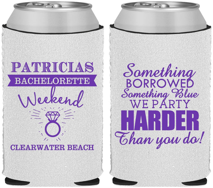 Custom Bachelorette Neoprene Can Coolers - Something Borrowed | 60130