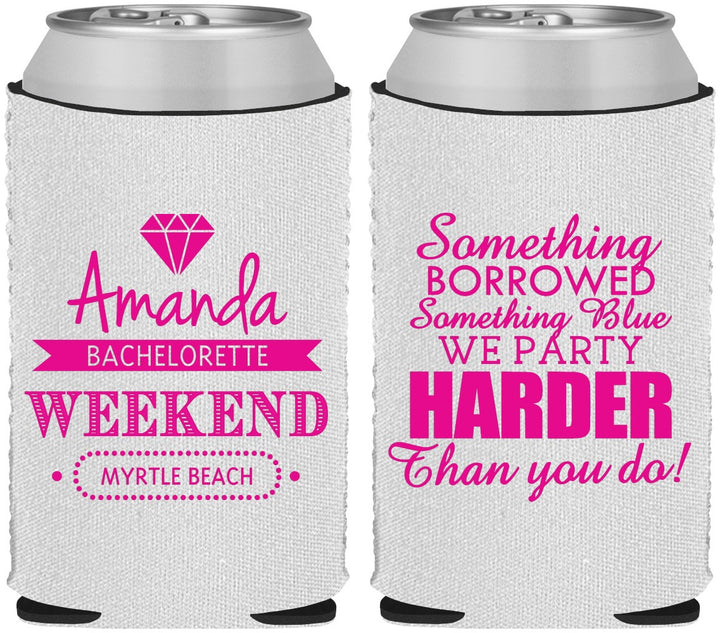 Custom Bachelorette Neoprene Can Coolers - Something Borrowed | 60131
