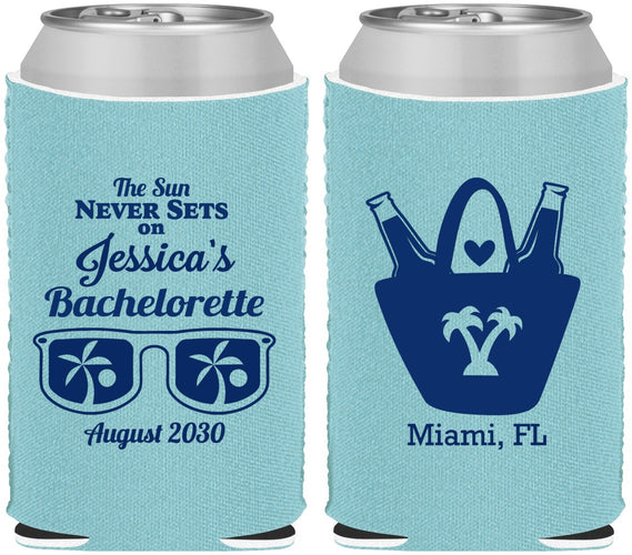 Custom Bachelorette Neoprene Can Coolers - Beach Sun Never Sets | 60136