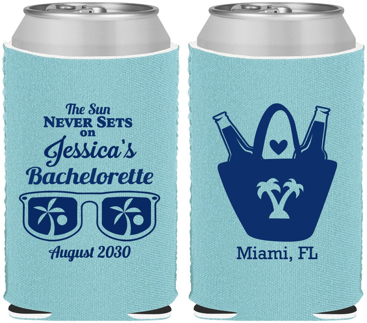 Custom Bachelorette Neoprene Can Coolers - Beach Sun Never Sets | 60136