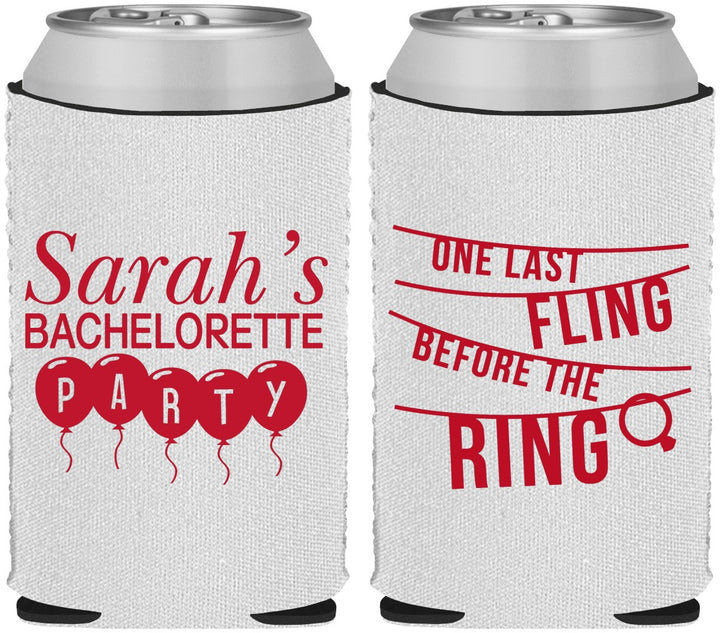 Custom Bachelorette Neoprene Can Coolers - Last Fling Before Rings | 60140