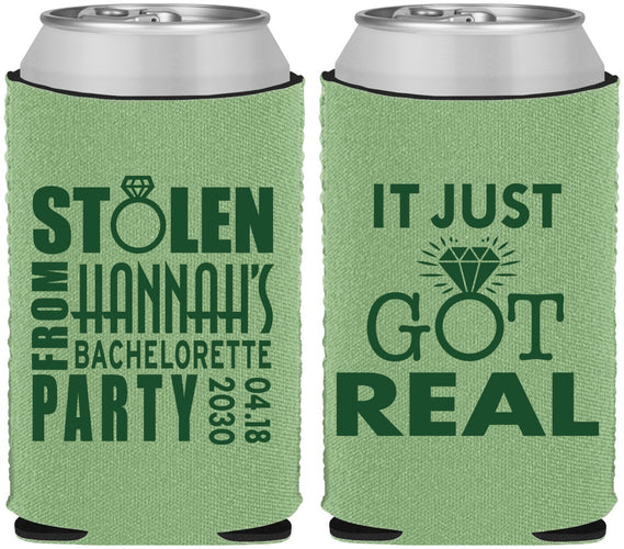 Custom Bachelorette Neoprene Can Coolers - Just Got Real | 60141