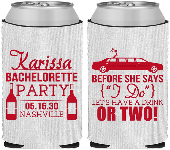 Custom Bachelorette Neoprene Can Coolers - Before She Says I Do | 60142