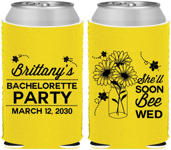 Custom Bachelorette Neoprene Can Coolers - She Will Soon Bee Wed | 60151