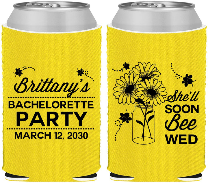 Custom Bachelorette Neoprene Can Coolers - She Will Soon Bee Wed | 60151