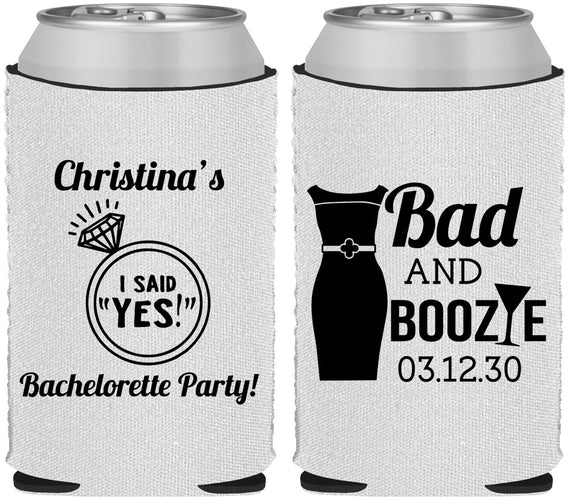 Custom Bachelorette Neoprene Can Coolers - Bad And Boozie | 60157