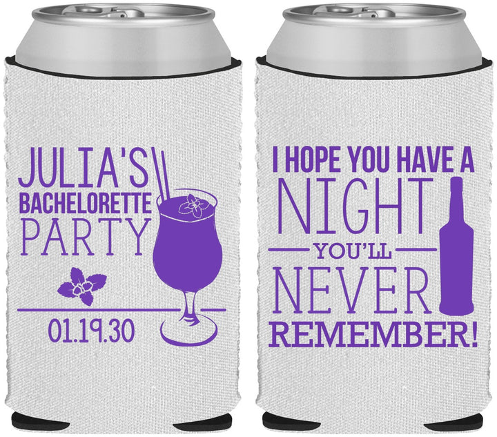 Custom Bachelorette Neoprene Can Coolers - Night Never Remember | 60160
