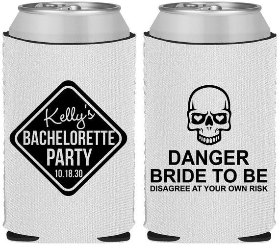 Custom Bachelorette Neoprene Can Coolers - Danger Bride To Be | 60165
