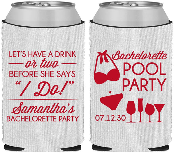 Custom Bachelorette Neoprene Can Coolers - Pool Party | 60167