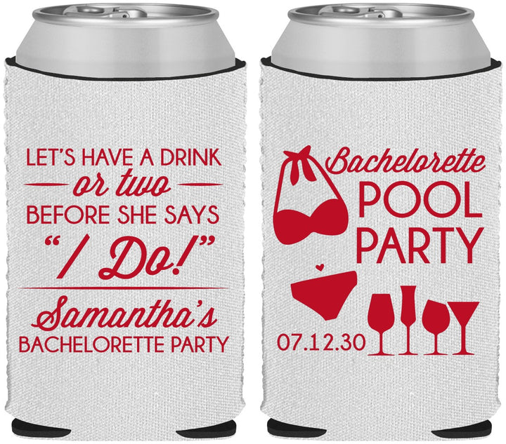 Custom Bachelorette Neoprene Can Coolers - Pool Party | 60167
