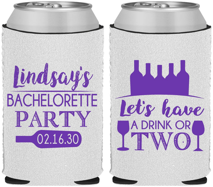 Custom Bachelorette Neoprene Can Coolers - Wine Drink Or Two | 60178
