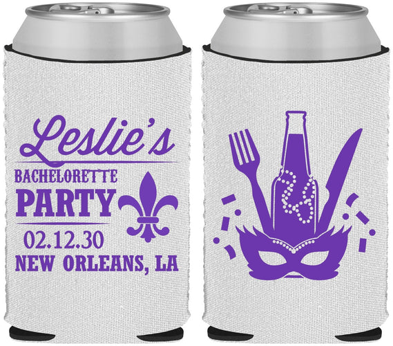 Custom Bachelorette Neoprene Can Coolers - Mardi Gras | 60185
