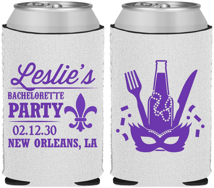 Custom Bachelorette Neoprene Can Coolers - Mardi Gras | 60185