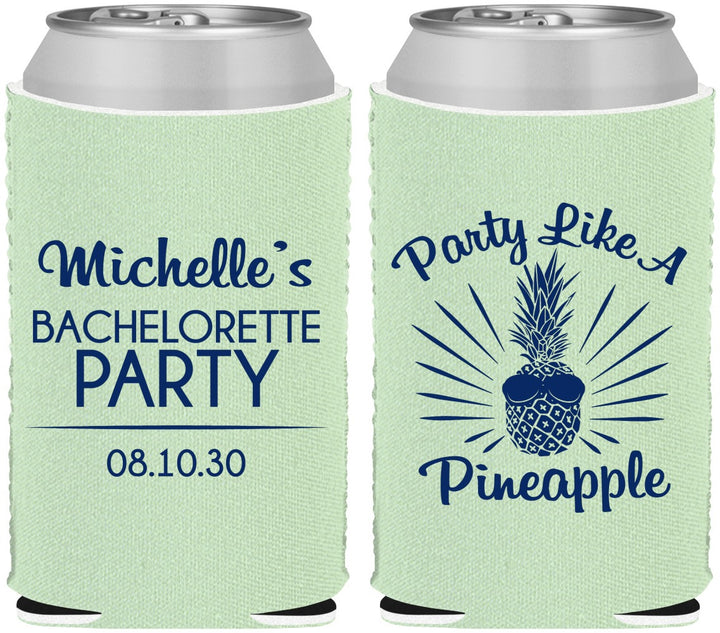 Custom Bachelorette Neoprene Can Coolers - Party Like A Pineapple | 60193