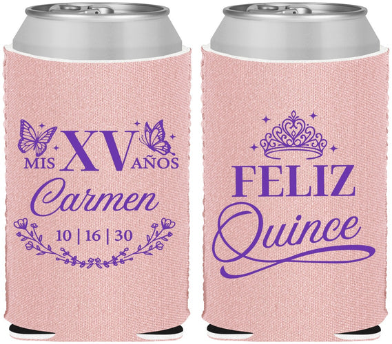 Custom Quinceanera Neoprene Can Coolers - Mis Quince Anos | 70000