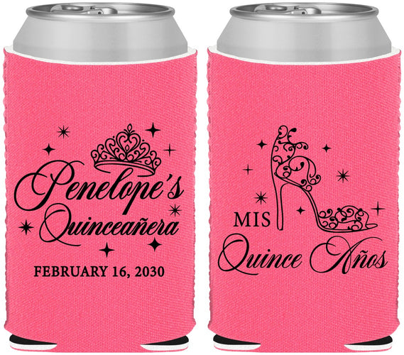 Custom Quinceanera Neoprene Can Coolers - Mis Quince Anos | 70004